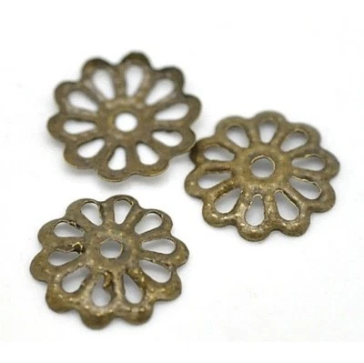 Paquete de 50 tapas de cuentas de flores de bronce 5/16" (8 mm) fornituras (15827) Foto 1 de 2