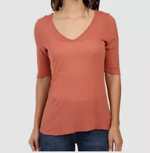 $75 Project Social T Women Brown Short-Sleeve V-Neck Tee Blouse Shirt Top Size S - Picture 1 of 1
