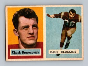 Tarjeta de fútbol americano 1957 Topps #60 Chuck Drazenovich VGEX-EX vintage - Imagen 1 de 2