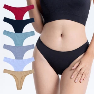 Damen Baumwolle Low Rise Tanga Höschen Atmungsaktiv Stretch G String Unterwäsche - Bild 1 von 31