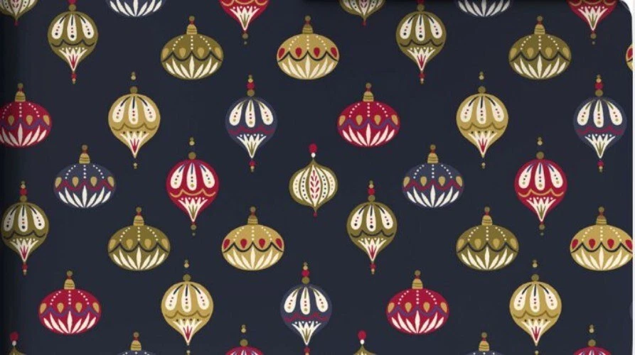Hallmark Wrapping Paper Christmas Painted Ornaments Navy Blue 35 sq ft Roll - Image 1 of 4