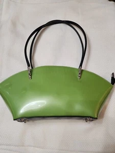 90's Beijo Handbag Lime Green Patent Leather - Picture 1 of 9