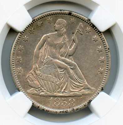1858 Liberty Seated Half Dollar, NGC AU53 - Image 1 of 3