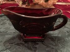 Avon Cape Cod 1876 Ruby Red Gravy Boat Footed 8 .5 in