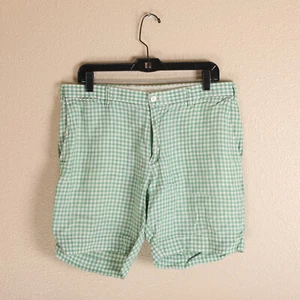 Vintage Polo Ralph Lauren 100 % Leinen Shorts Gr. 32-34" W 8" Schrittlänge grün Gingham - Bild 1 von 7