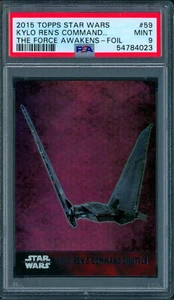 2015 Topps Star Wars TFA Foil KYLO REN'S COMMAND SHUTTLE #59 SP #/250 Mint PSA 9 - Picture 1 of 2