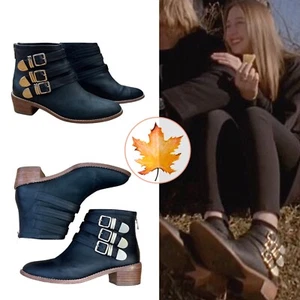 LOEFFLER RANDALL Fenton Buckle Leather Ankle Boots Booties 7.5 ASO Zoe Benson - Picture 1 of 14