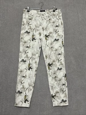 Buffalo David Button Pants Ankle High Rise Soft Skinny Leaf Tree White SZ 10 - Image 1 of 4