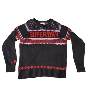 Superdry Nordic Maglione Maglia Uomo - Taglia L - Nero - Vintage - Foto 1 di 6