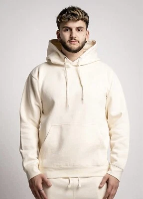 Sudadera con capucha de lana mezcla pesada blanca apagada mediana Foto 1 de 2