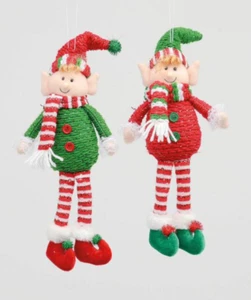 Pair Large 12" Fabric Hanging Elf's Man/Lady Christmas Decorations Offer! - Picture 1 of 1