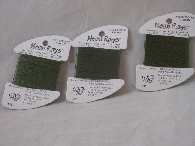 Rainbow Gallery Neon Rays NEW Lot of 3 Assorted Colors 10 yds each          F201 - Image 1 of 1