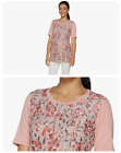 LOGO Lounge by Lori Goldstein Womens M Pink Lace Front Floral Top