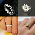 Women Silver Daisy Flower Rings Enamel Ring Party Jewelry Teen Girls Gift Sz6-10