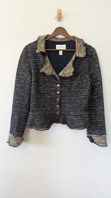 Blazer Joseph Ribkoff Mujer Volantes Azul Marino Talla 12 Dinero Antiguo Artístico Elegante Preppy  Foto 1 de 4