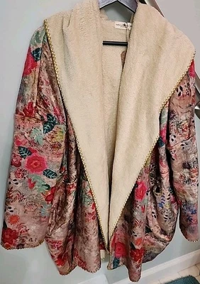 Natural Life новый с Ярлыками яркий цветочный флис длинным рукавом надежном халат с карманами S/M - Изображение 1 из 4