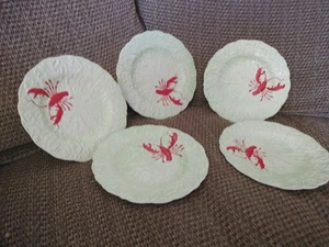 Carlton Ware Lobster & Cabbage Set 5 Salad Luncheon Plates 9 1/4” Hand Painted - Picture 1 of 4