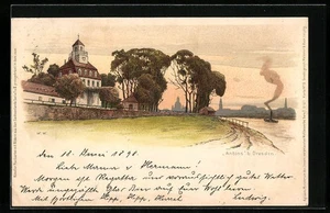 Lithographie Dresden, Schlösschen Anton´s Garten 1898 - Picture 1 of 2