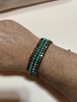 Pulsera ajustable Belle turquesa y latón Foto 1 de 4