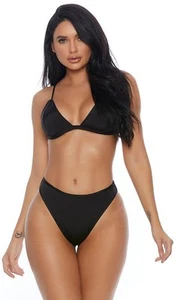 Layering Bikini Bra Top High Waist Panty Set Rave Festival Black 118826 XS/S - Picture 1 of 9