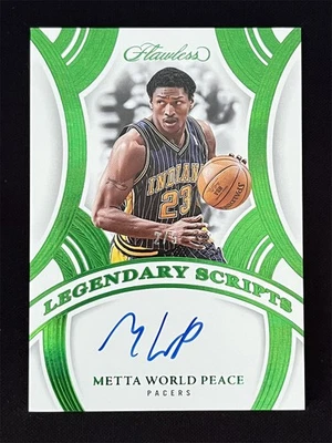 2024-25 Panini Flawless Metta World Peace Emerald Legendary Scripts Auto /5 - Image 1 of 2