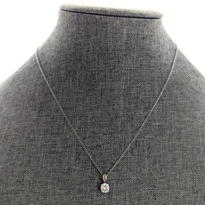 Stunning Vintage Sterling Silver 925 Solitaire CZ Stone Dainty Pendant Necklace - Picture 1 of 6