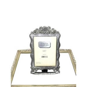 Vintage Marquis Collection Bilderrahmen Zinn Silber Rosen 5x7 - Bild 1 von 9