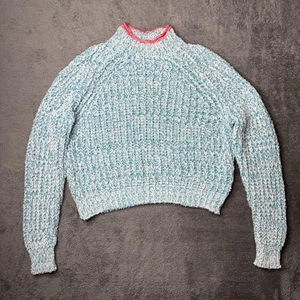 Aritzia Wilfred Confetti Winter Wonderland Sweater Knit L Blue White Pullover - Picture 1 of 10