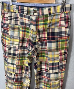 Brooks Brothers Country Club Patchwork Pants 33x31 Multicolor Madras Plaid - Picture 1 of 7
