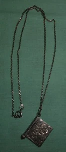 Vintage Sterling Silver Tiny Book Locket & Necklace - Picture 1 of 6