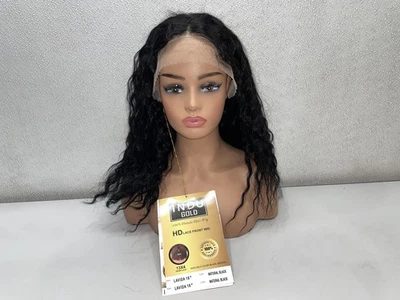 Peluca de encaje Indu Gold Lavida natural negra 100 % cabello humano, 18" Foto 1 de 4