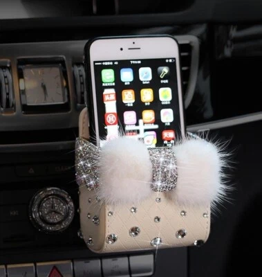 Bling Crystal Car Mobile Phone Holder Diamond Storage Box Car Decor Accessories - Image 1 of 4