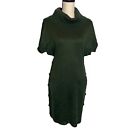 Calvin Klein Dress Womens Small Green Turtleneck Raglan Sleeve Knitted Buttons
