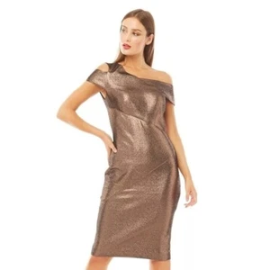 Ted Baker Women's Maggz Midi Length Bodycon Dress Brown, Size 14 - Picture 1 of 3