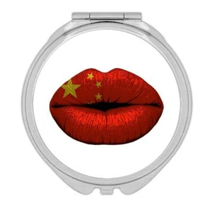 Gift Compact Mirror : Lips Chinese Flag China Expat Country For Her Woman - Picture 1 of 3