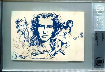 John McEnroe Auto Postal Tenis Over America Tours BAS BGS Autenticado Foto 1 de 2