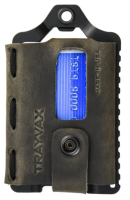 Trayvax Element Minimalist Wallet Leather & Metal RFID Block Wallet Black New - Image 1 of 4