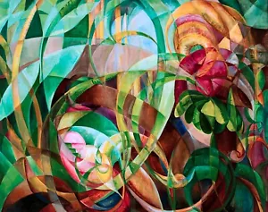 Reproducción abstracta geométrica de plantas 2 pinturas de Mary Swanzy - Imagen 1 de 3