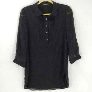 J. McLaughlin Seide Netz Spitze Lagenlook 3/4 Ärmel Seitenschlitz Tunika Bluse Top Small - Bild 1 von 5