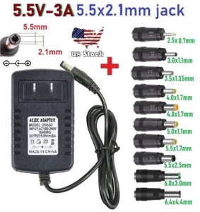 AC 100-240V auf DC 5,5V 3A Netzteil Adapter Ladegerät mit 10 Größen DC Stecker Spitzen - Bild 1 von 7