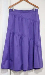 NEW Veronika Maine Womens Midi Skirt Size 14 Purple Asymmetrical Diagonal Tiered - Picture 1 of 9