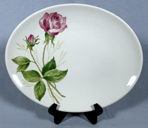 Vintage Edwin Knowles Mid Century Pink Tea Rose 12-1/2” Oval Platter - Picture 1 of 6