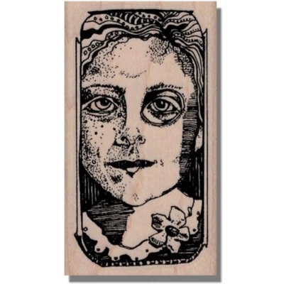 Mounted Stamp, Tag With Girl Face, Media,Collage,Person,See,Art,Artistic,Eye,Fun - Image 1 of 3