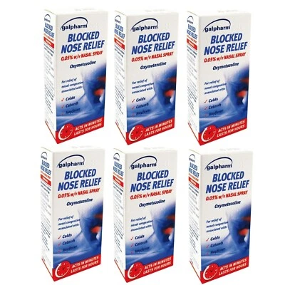 GALPHRAM Galpharm Blocked Nose Relief Nasal Spray For Colds, Catarrh & Hayfever - 6 Packs