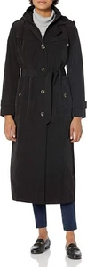 London Fog women's Single Breasted Long Trench Coat - size Small- Black - Picture 1 of 7