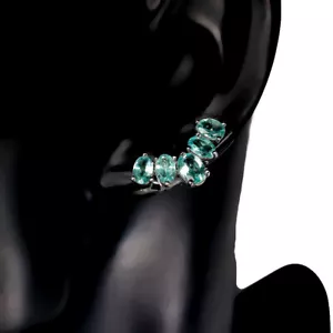 925 Pendientes de Plata de Ley Ovalado Apatita 7x5mm Gema Natural Joyería - Imagen 1 de 10