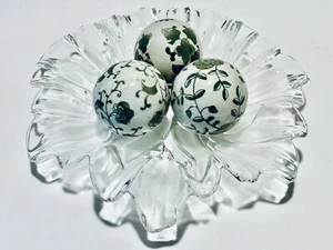 Favoloso centrotavola ciotola cristallo vintage con tre marmi porcellana - Foto 1 di 6