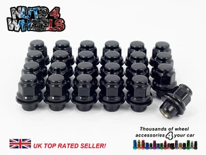 24 x Black Flat Seat OEM Alloy Wheel Nuts fits Mitsubishi EVO 6 7 8 9 10 - Picture 1 of 2