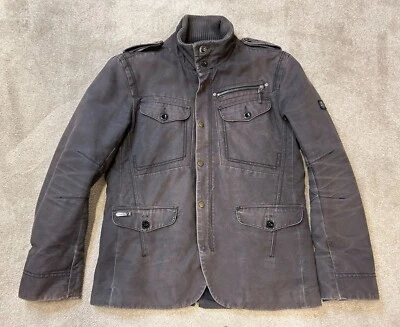 FIRETRAP Hombres Chaqueta Algodón Gris Pizarra Cremallera Popper Abrigo Envejecido Talla XL Foto 1 de 4