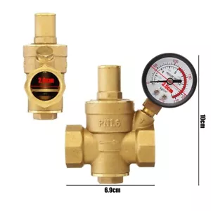 DN20 3/4" Brass Adjustable Water Pressure Reducing Regulator Valves With Gauge - Picture 1 of 11
